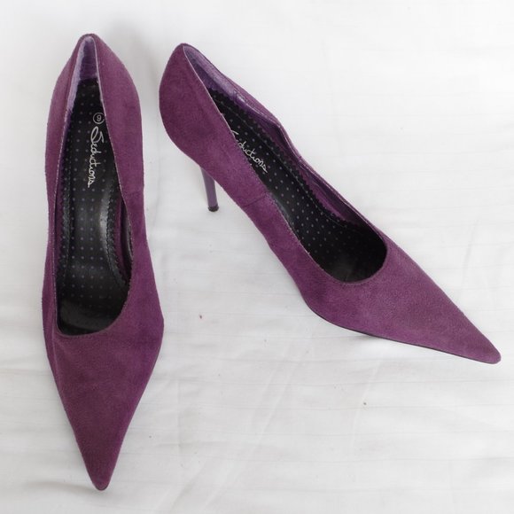 Seductions Purple Faux Suede Pointy Toe Pump- Sz. 9 - Picture 3 of 5